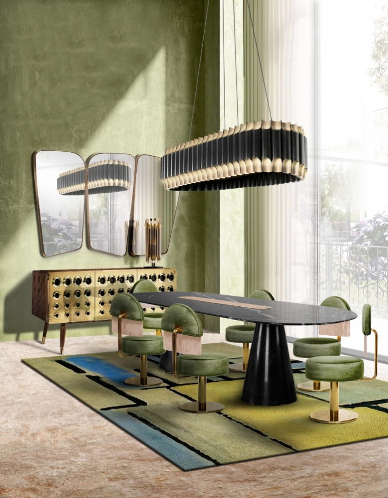 green colours in a dining room