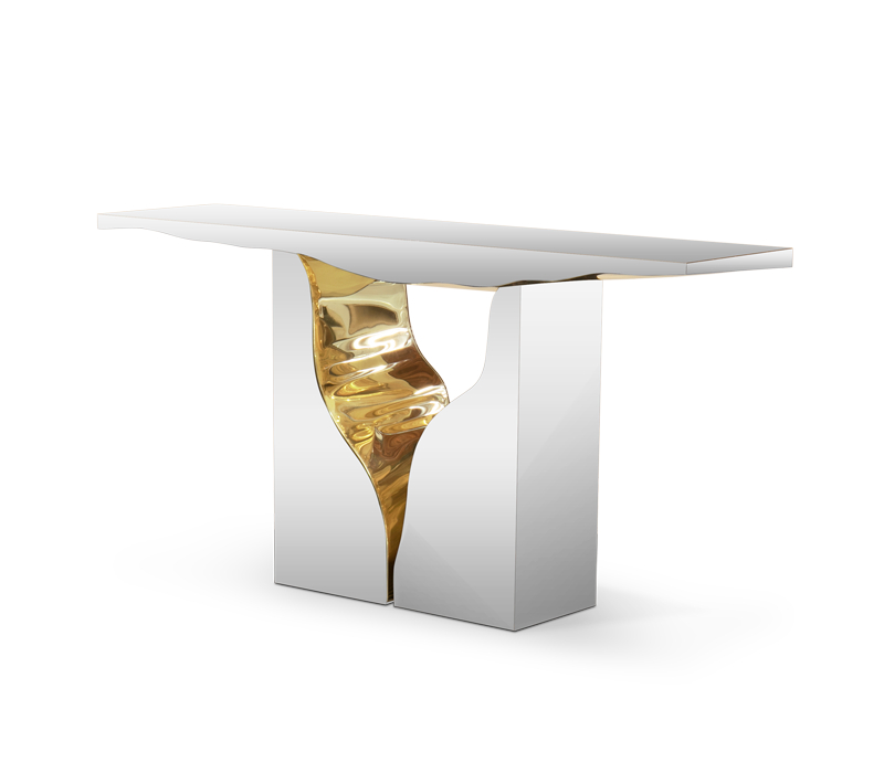 luxury white console with gold details
