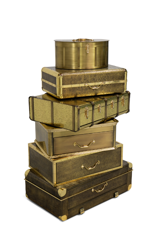 luxury safes in gold like old travel bags