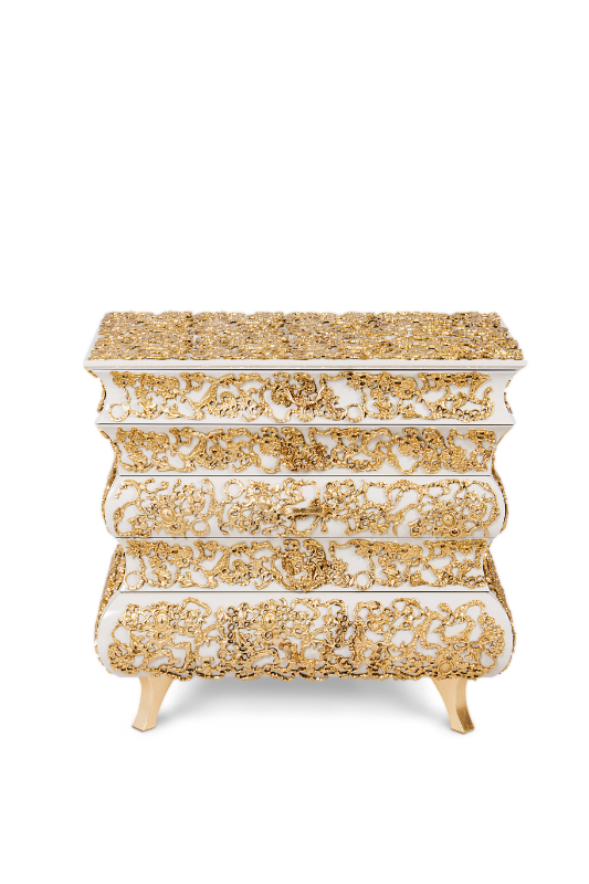luxury golden and white nightstand