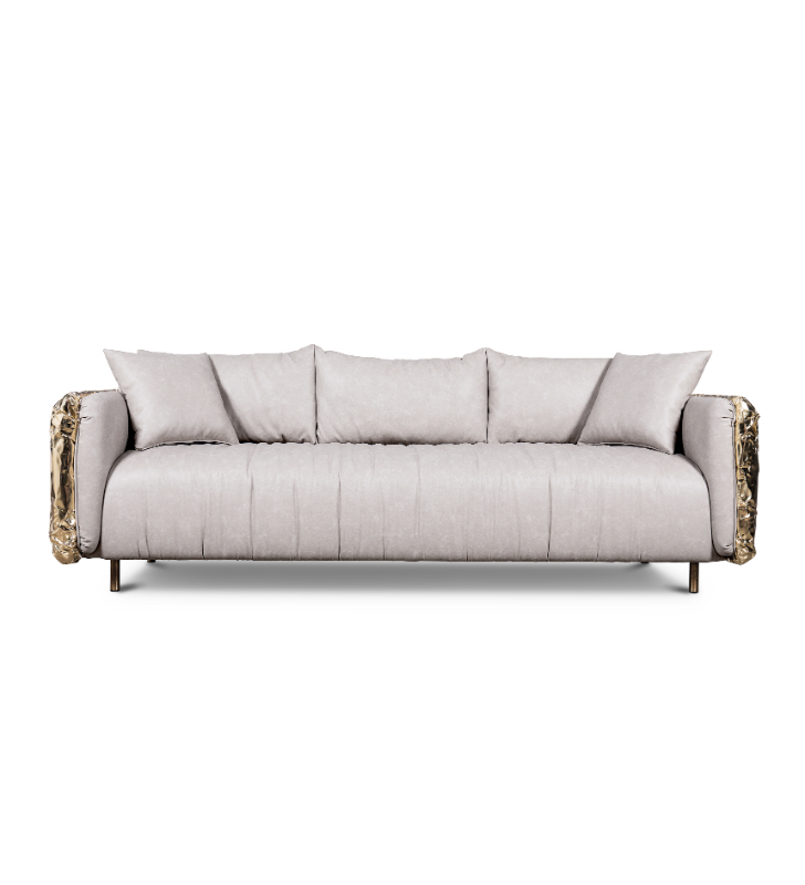 luxury grey sofa with golden details