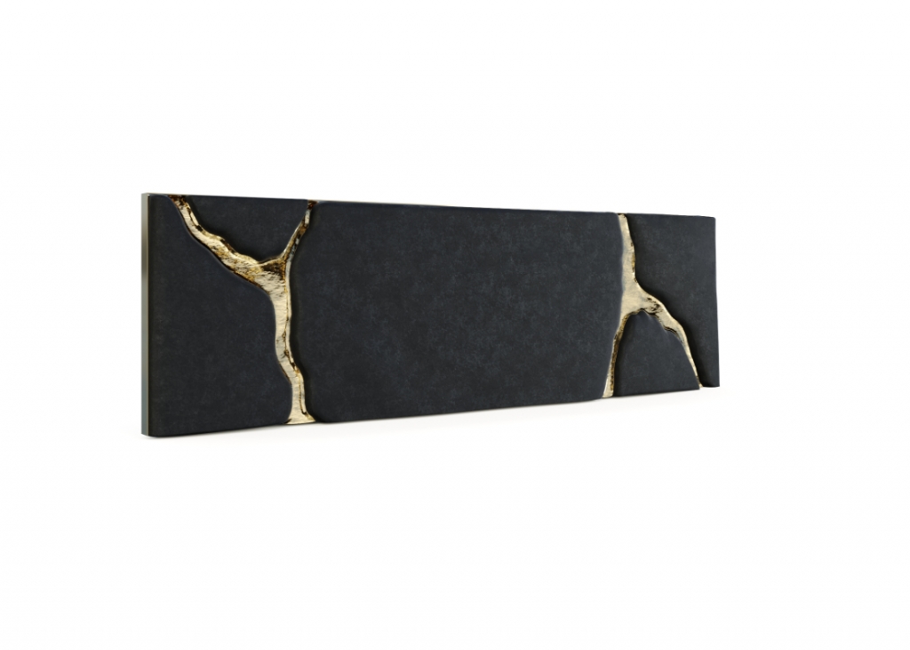 luxury black headboard with gold details