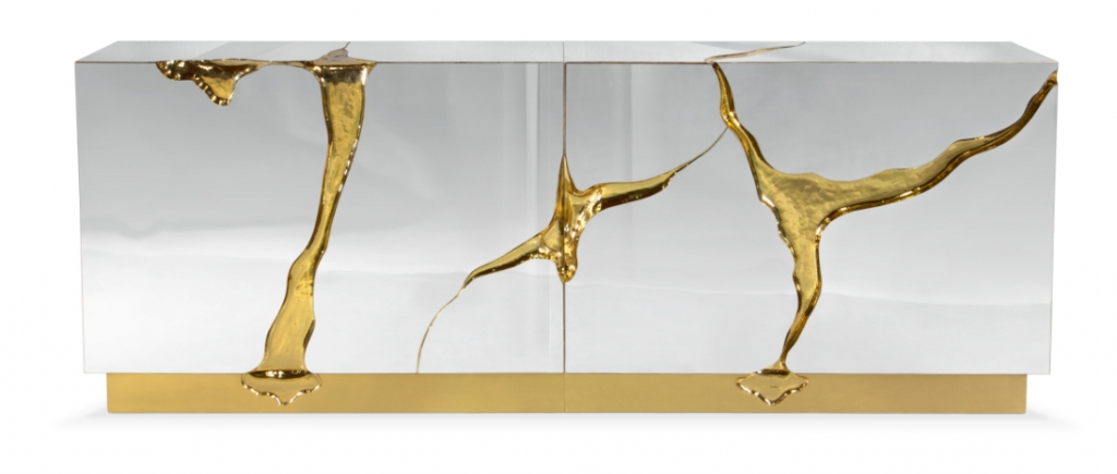 Lapiaz Sideboard cracked texture gold accent detail luxury interior design by Boca do Lobo