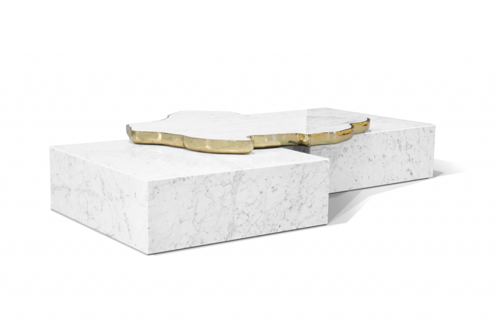 luxury golden details in a marble center table for your interior design