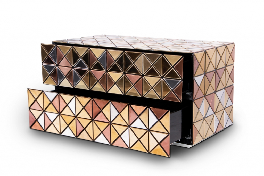 luxury nightstand with pixel effect with multiple colours for your luxury home