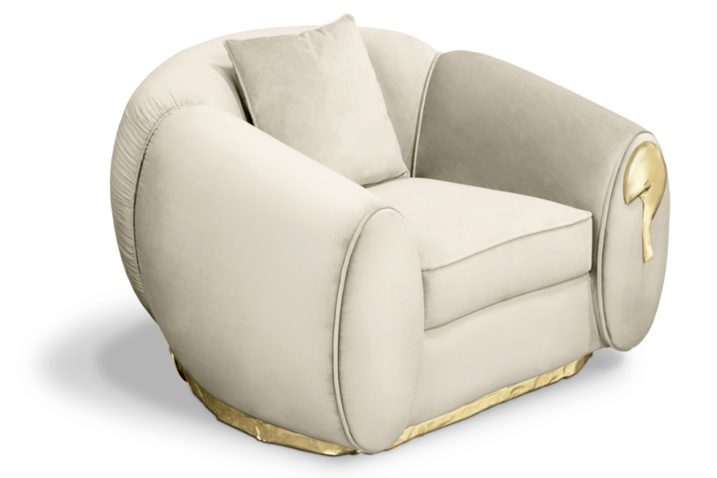 luxury interior design nude armchair with golden details