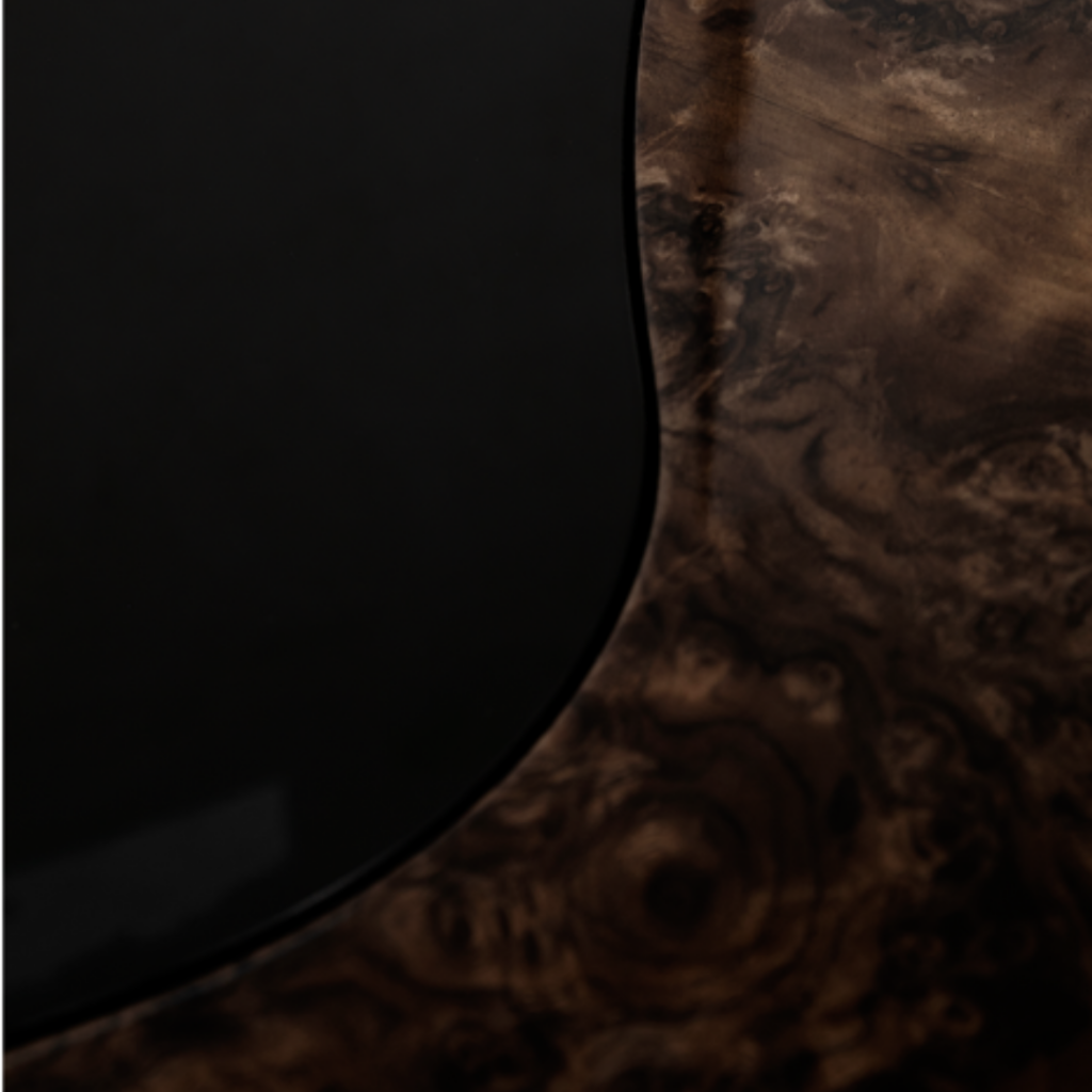 brown wood coffee table detail