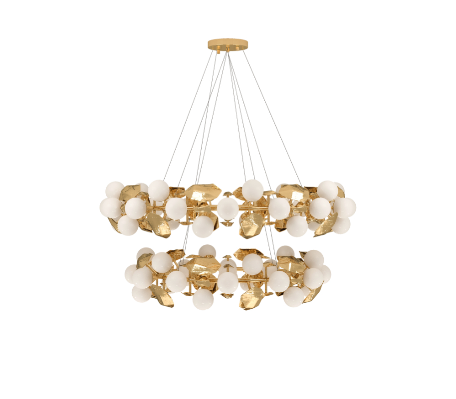 luxury golden two round suspension lamp for your living room