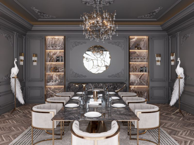Dark Dining Room Design Interior design Projects by Haya Rashed داخلي تصميم