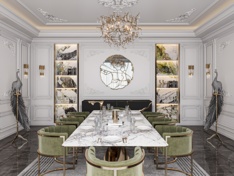 White Dining Room Design Interior Design Projects by Haya Rashed تصميم داخلي