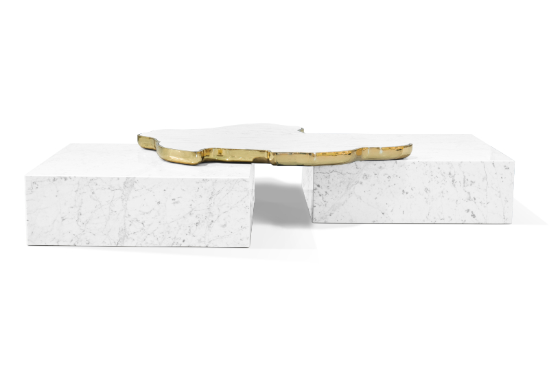 luxury design - marble center table with gold detail on top