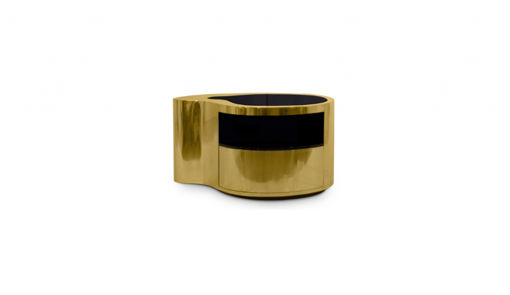 luxury bedrooms - gold and black nightstand