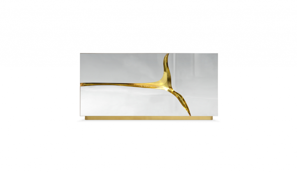 luxury bedrooms - silver nightstand with gold details
