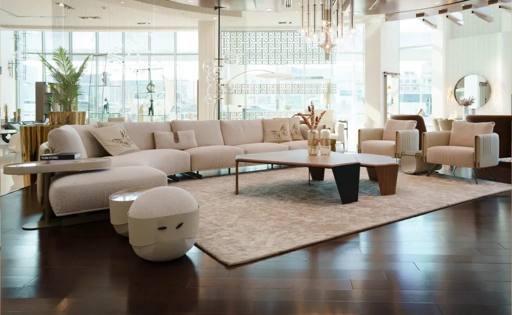 Casanova Furniture showroom on Sheikh Zayed Road featuring custom Italian furniture and luxury interior designs.