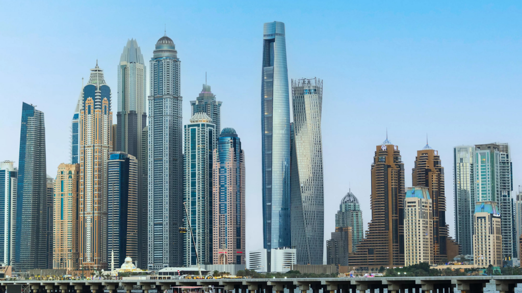 Panoramic view of Dubai Marina highlighting the city's luxury landscape