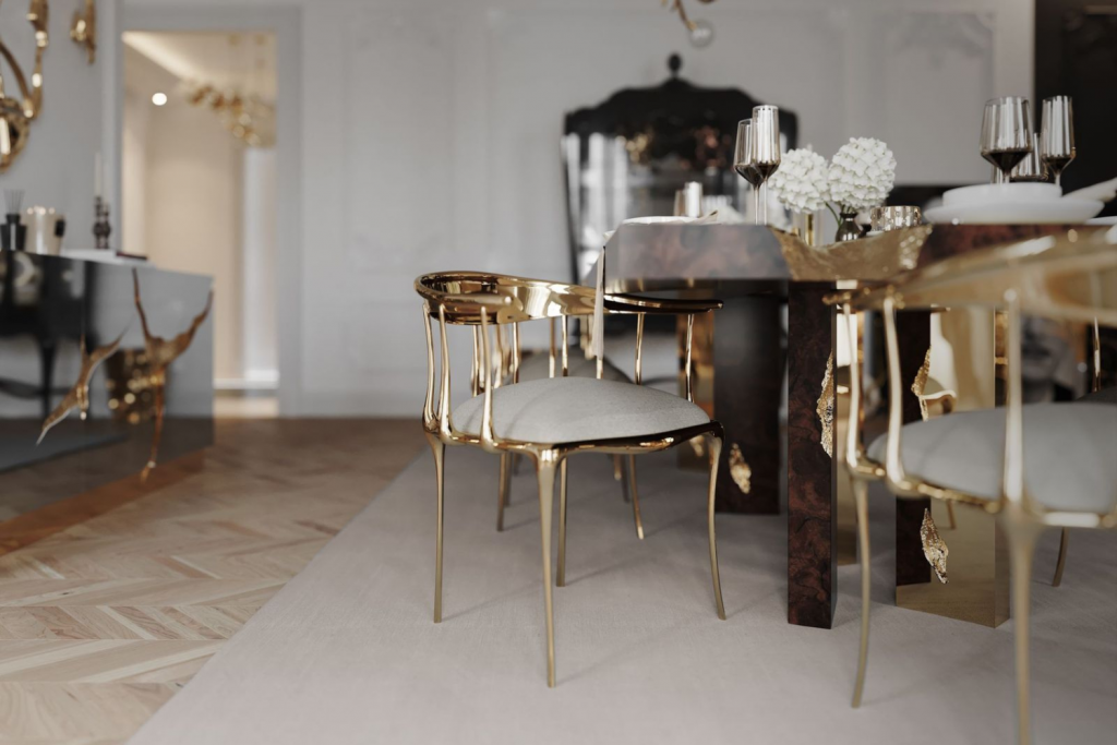 A refined seating piece with an ergonomic silhouette and tailored upholstery. Designed to balance comfort and sculptural elegance in dining or lounge settings.