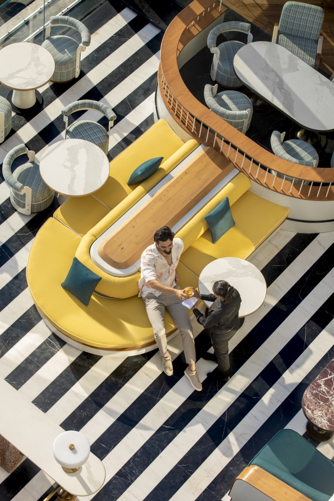 contrasting tones and shapes from outdoor furniture