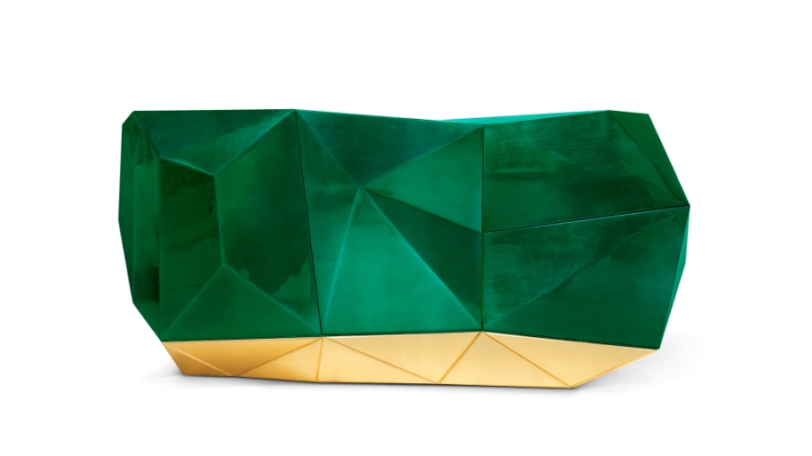 Diamond Sideboard in emerald green by Boca do Lobo, luxury interior decoration inspired by precious jewel design