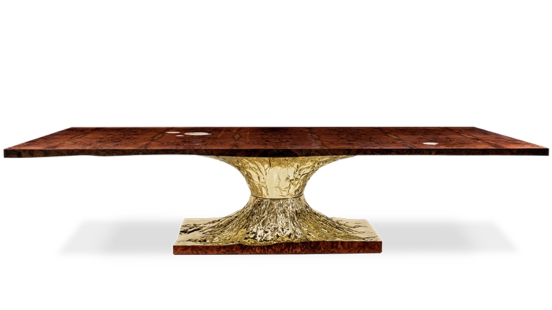 Metamorphosis dining table trends brass legs marble top detail by Boca do Lobo