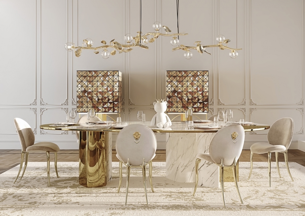 dining room wht golden details