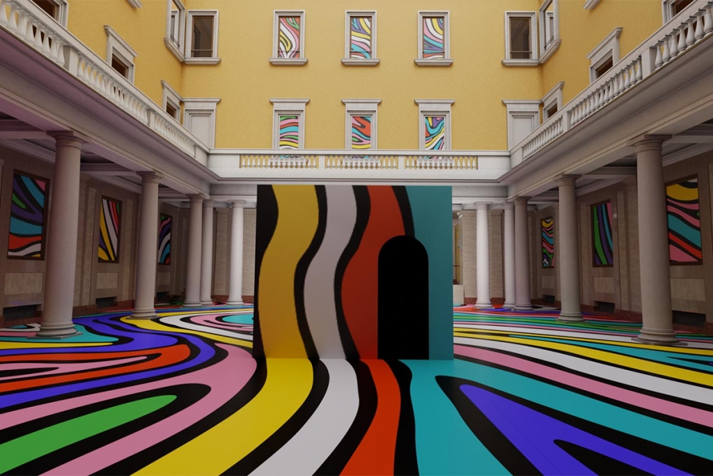 Brera District Mila Design Week, yellow walls, colorful floor