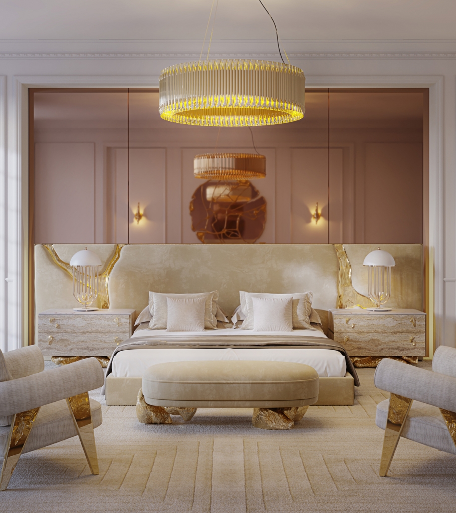 Luxury bedroom featuring the Lapiaz White Headboard with sculptural design inspired by natural rock formations and elegant white finish.
