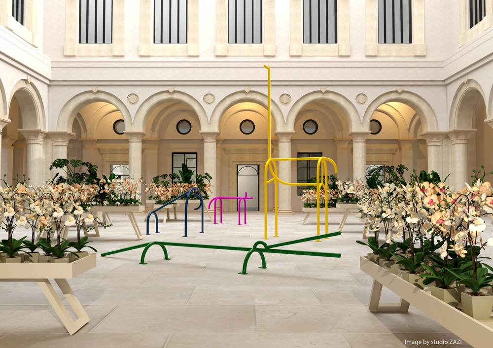 5vie district milan design week, yellow walls and colorful art,  Arts and Crafts