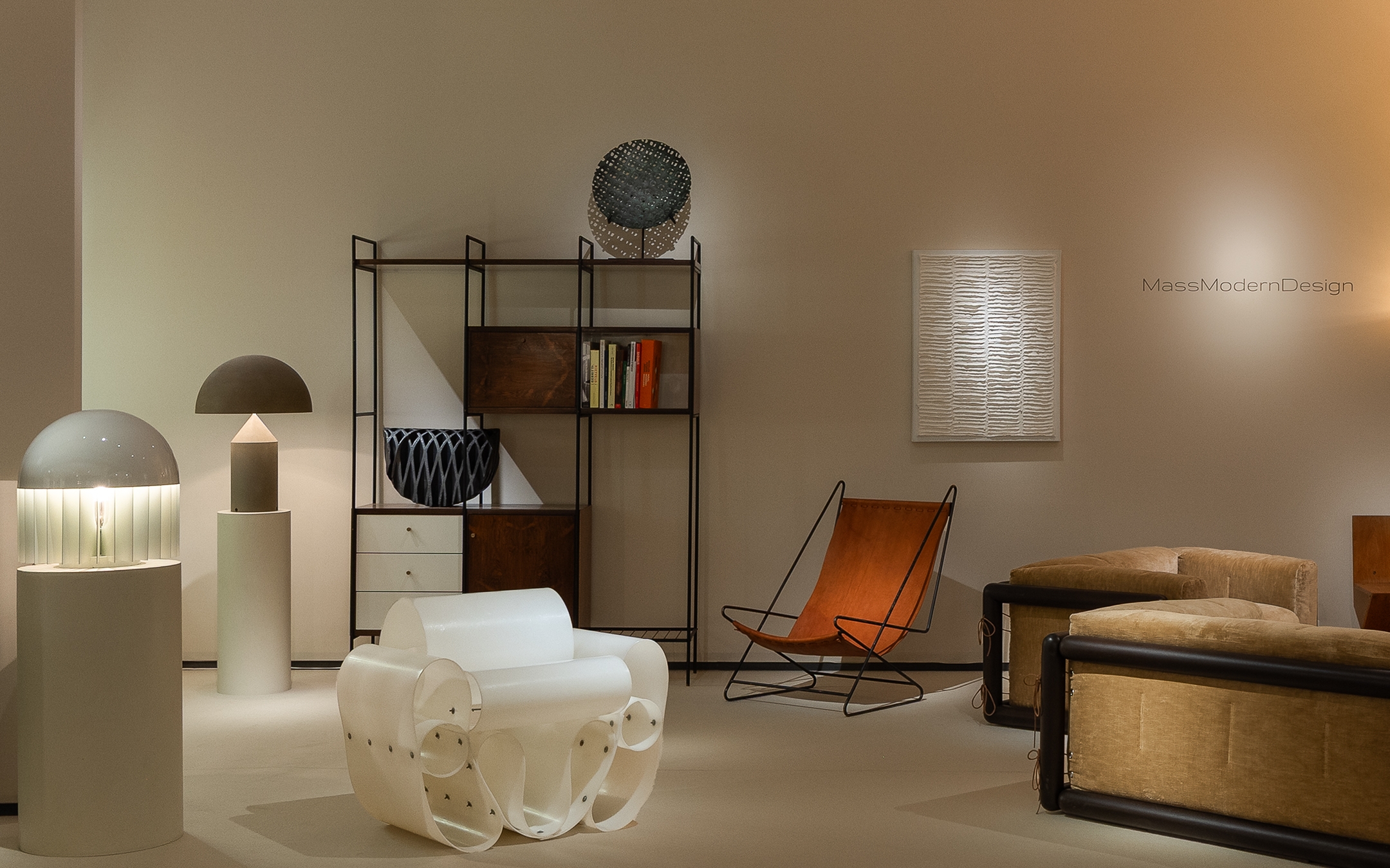 PAD Paris Design+Art 2026, Contemporary design display at PAD Paris Design+Art 2026 featuring minimalist furniture, modern lighting and curated art pieces