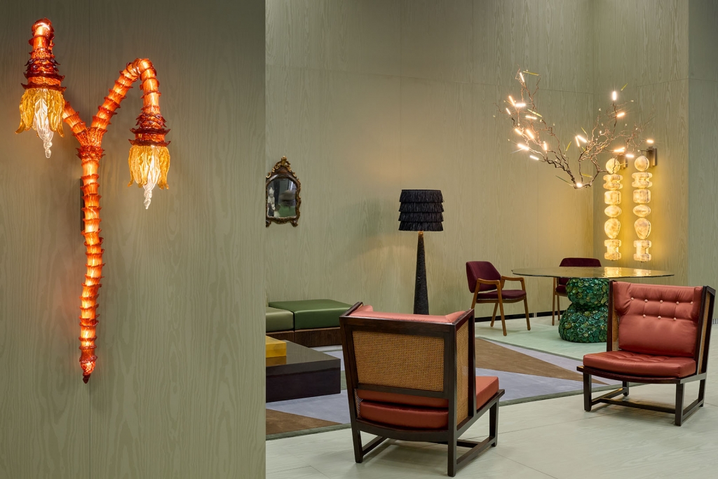 Exhibition space at Salone Rarita showcasing collectible design pieces during Milan Design Week 2026