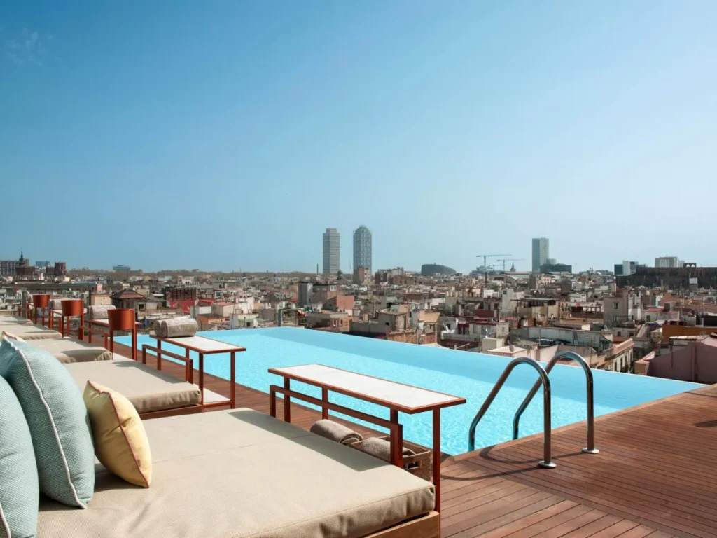 rooftop in barcelona with an infinity pool
