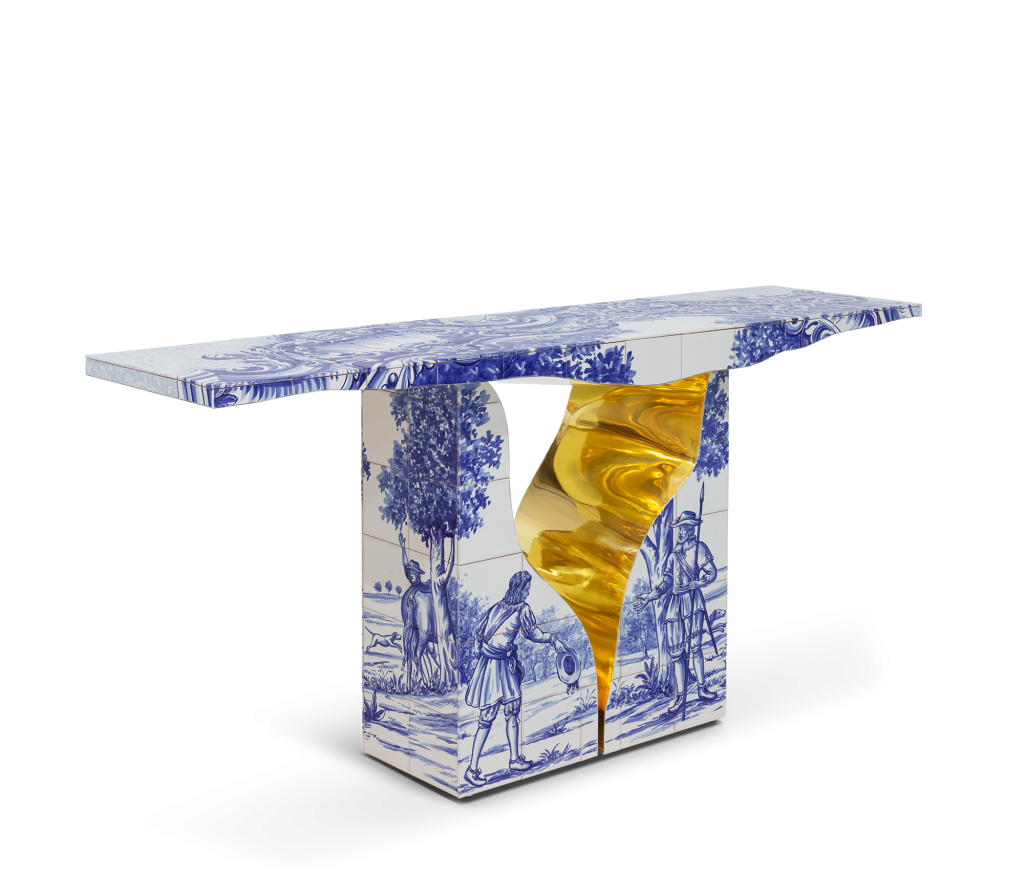 Lapiaz Tiles blue tile console surface pattern detail by Boca do Lobo