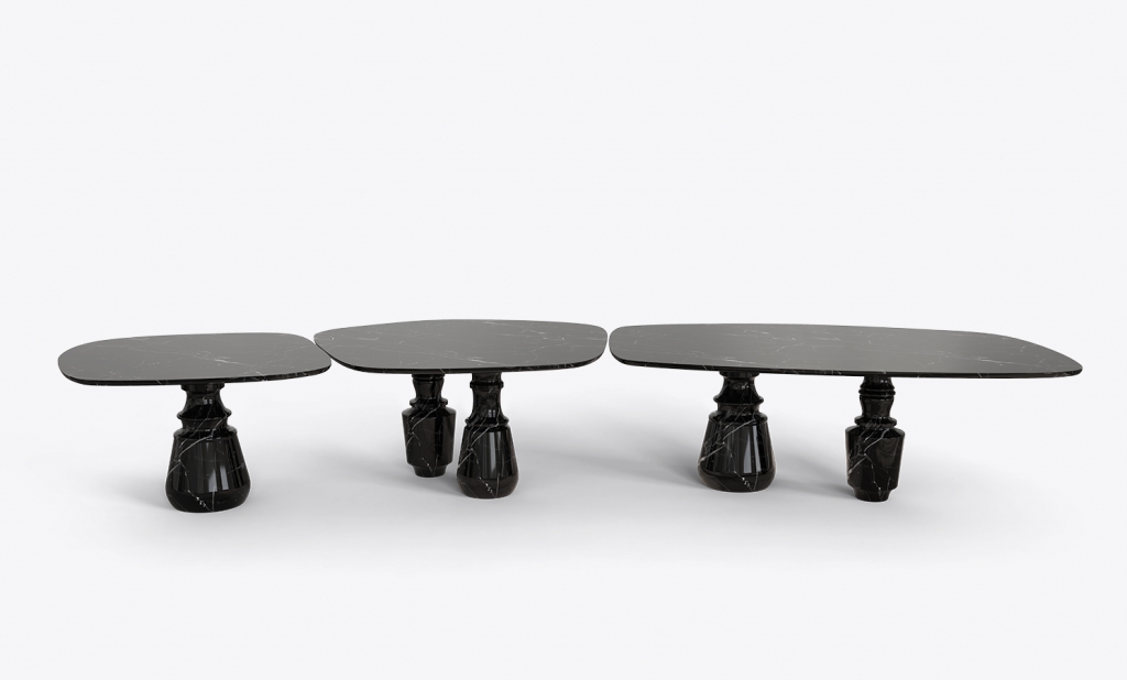 Pietra modular dining table in marble with sculptural base, a versatile example of modern tables for contemporary interiors