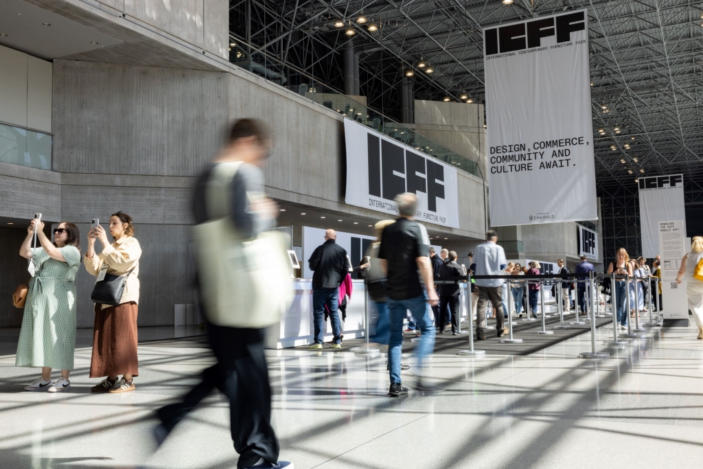 ICFF visitors entering the contemporary design exhibition pavilion
