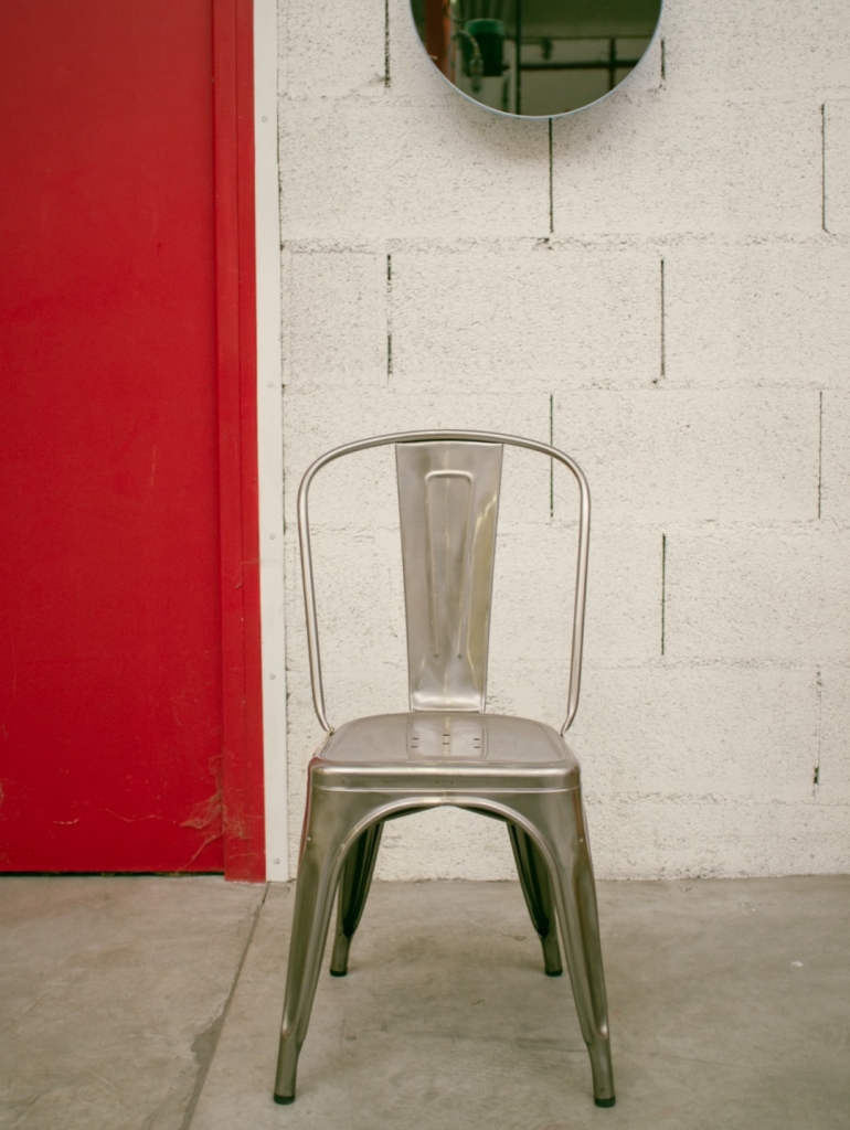 ICFF contemporary silver metal chair with modern design