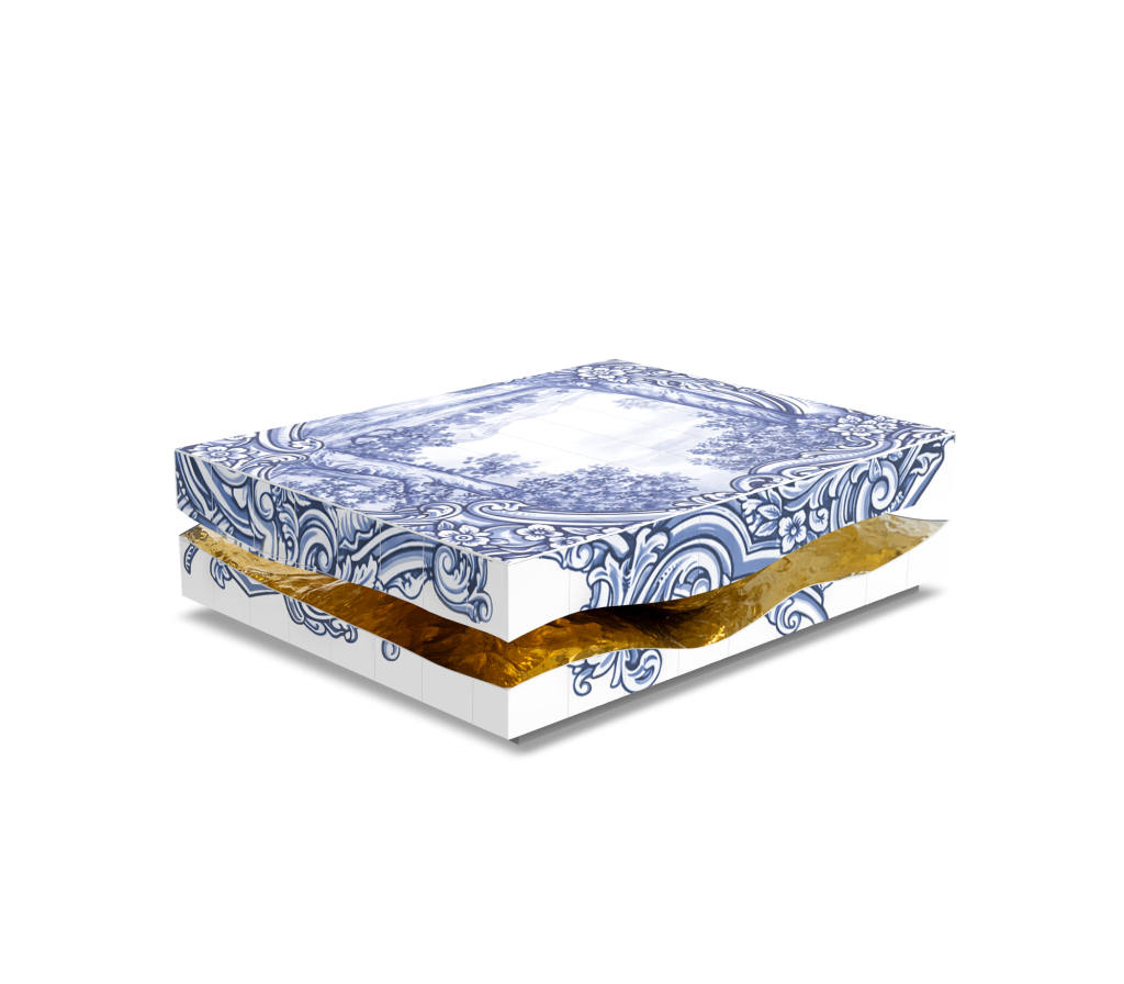 Quarry Tiles blue tile center table surface pattern detail by Boca do Lobo