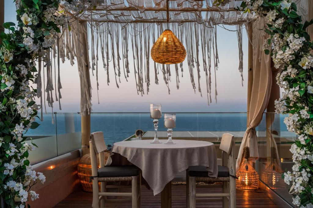Romantic dinning setting with sea views