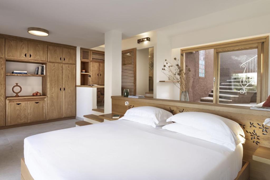 hotel room in wood tones