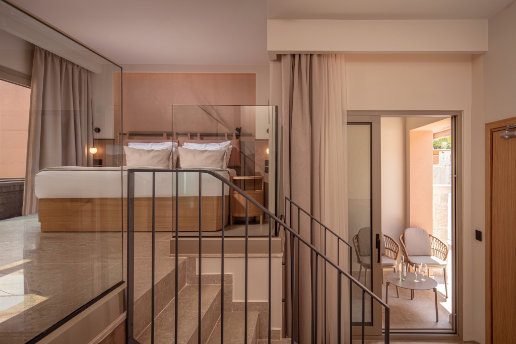 Esperides Resort suite in terracota tones