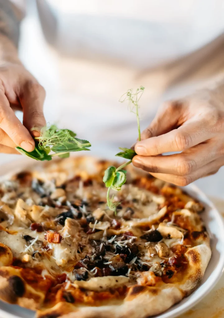 pizza made with fresh ingredients