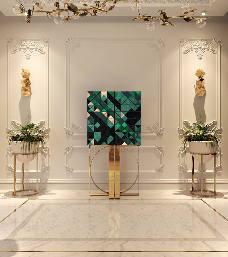 Pixel Cabinet by Boca do Lobo adding artistic storage to a contemporary classic luxury living room.