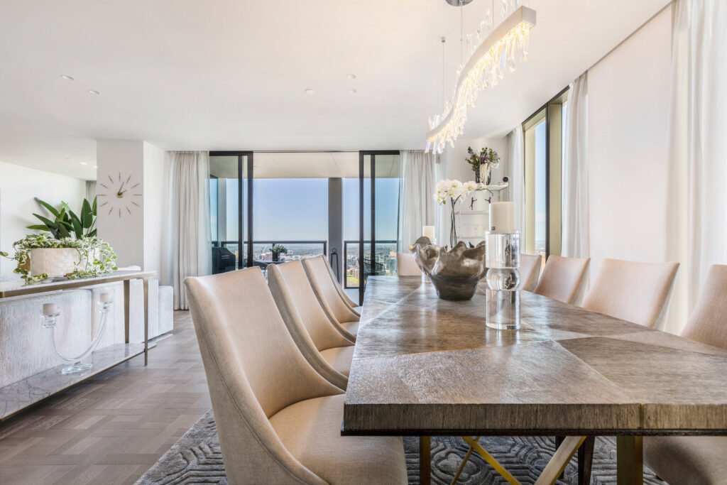 Luxury dining space showcasing timeless craftsmanship by Anna Giannis Interiors.