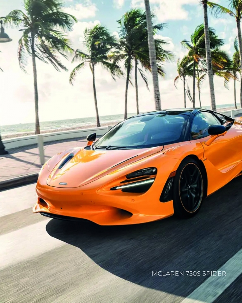 McLaren 750S Spider open-top supercar, aerodynamic performance design