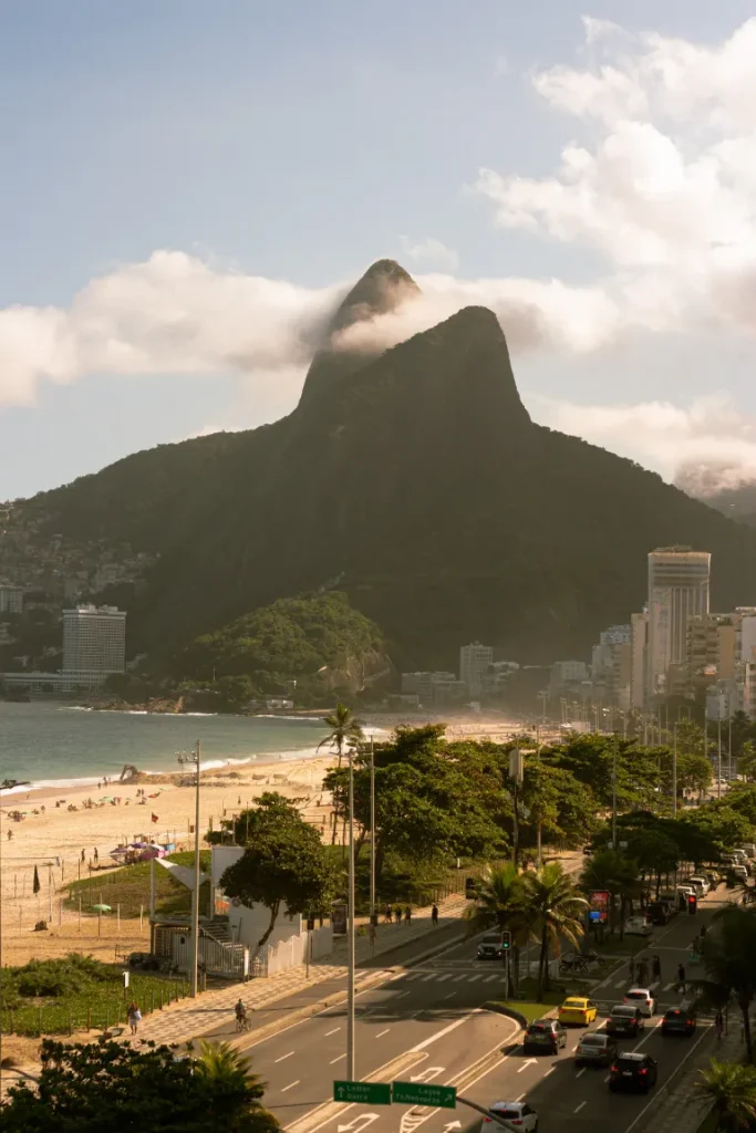Two Brothers Mountain (Morro Dois Irmãos) overlooking Leblon beach in Rio de Janeiro -the best places to live in brazil