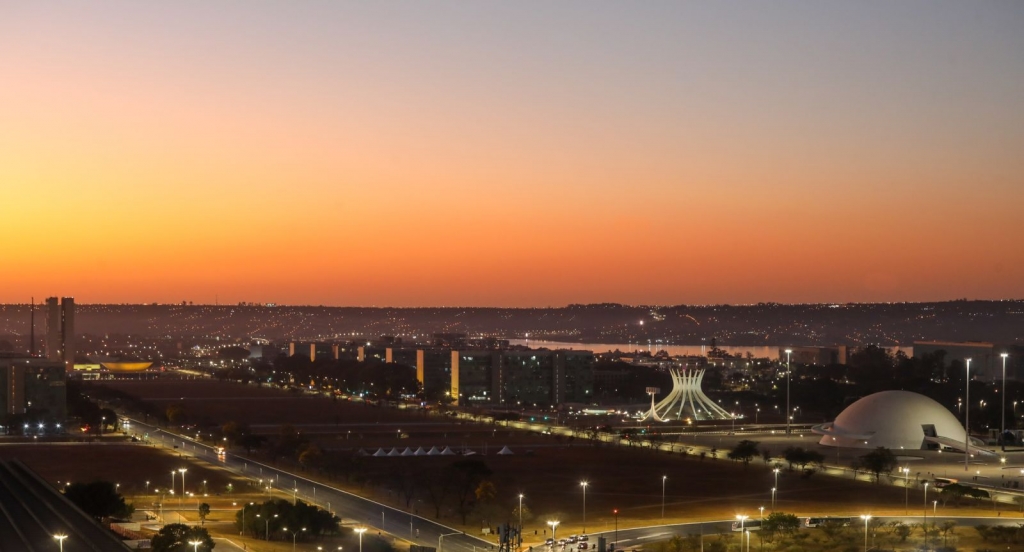 Brasília skyline at dusk featuring the Cathedral of Brasília and National Museum -the best places to live in brazil