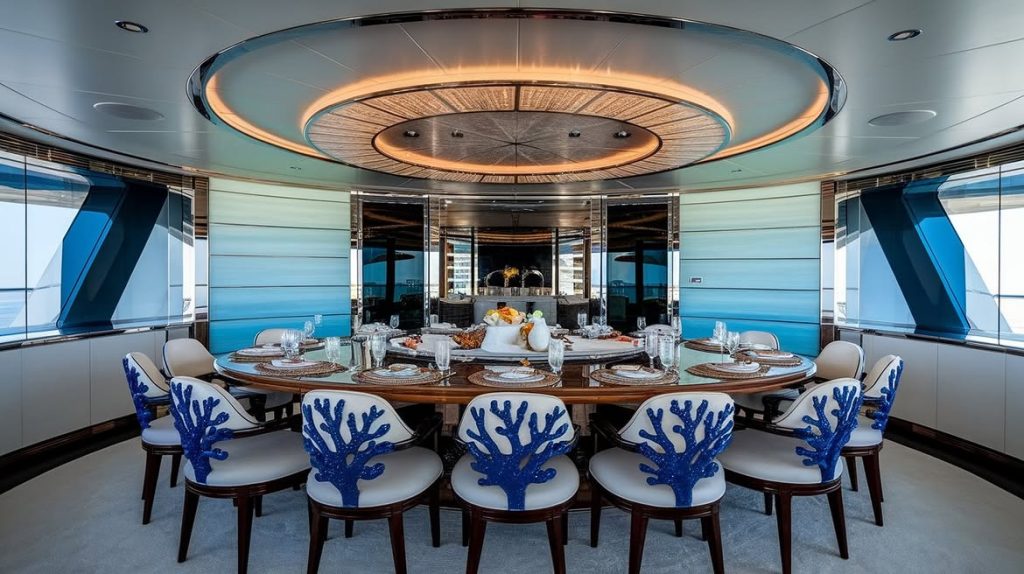 interior of one luxury yacht