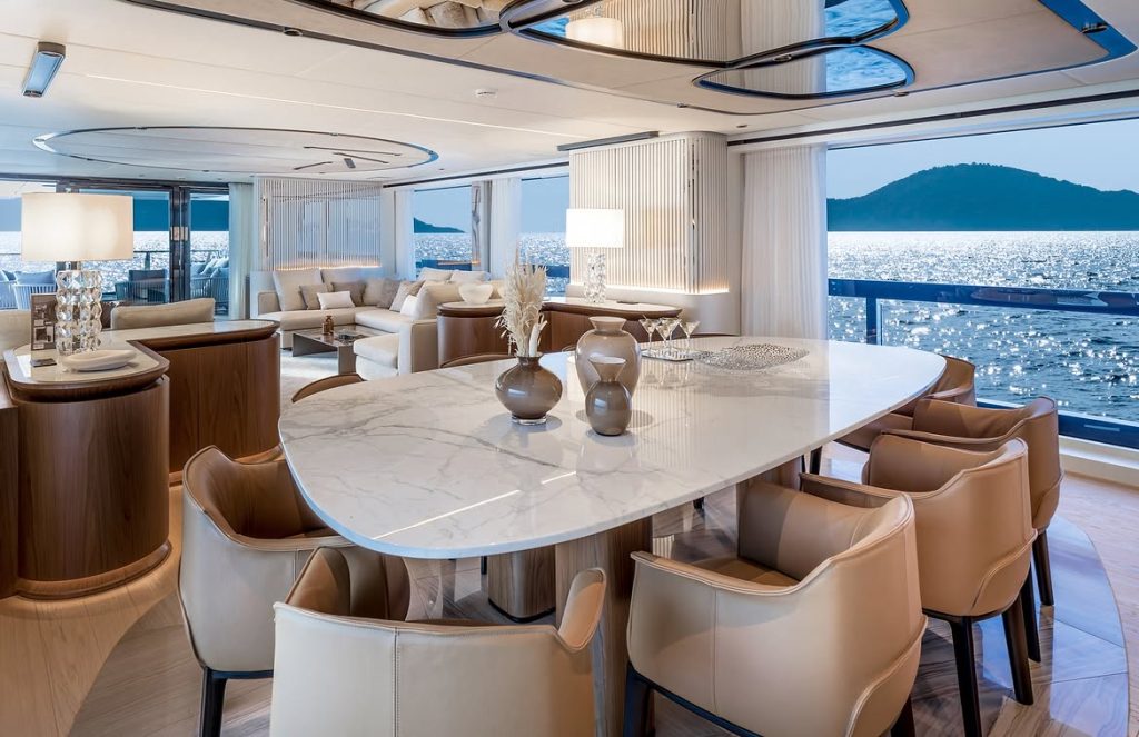 interior of one luxury yacht