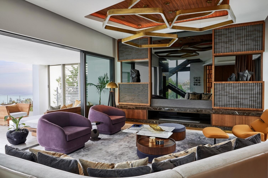 City Heights — Cape Town, Custom furniture, precious marble, walnut and patinated brass