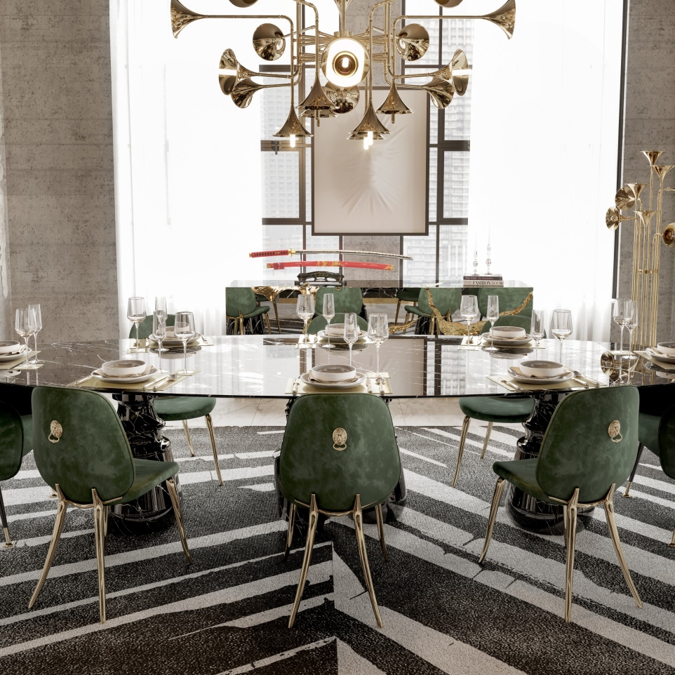 Dark and Green Dining Room Design