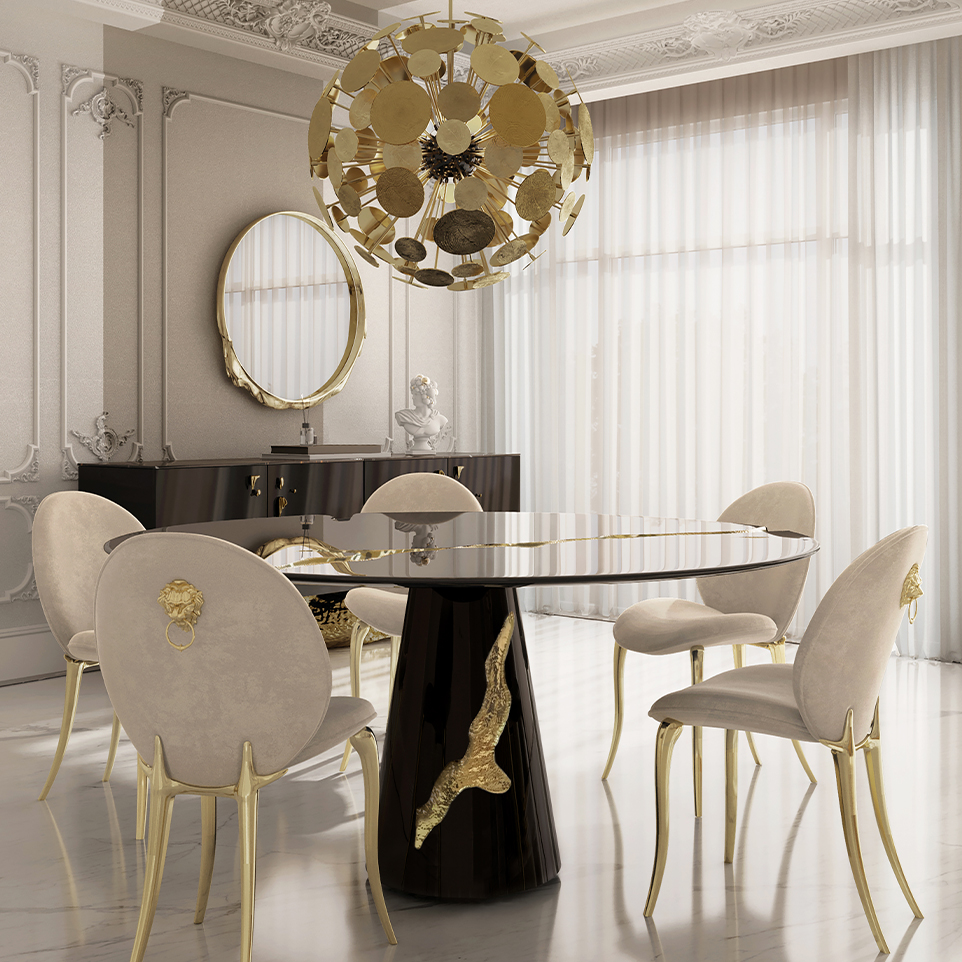 Elegant Black and Gold Dining Room Design by Boca do Lobo