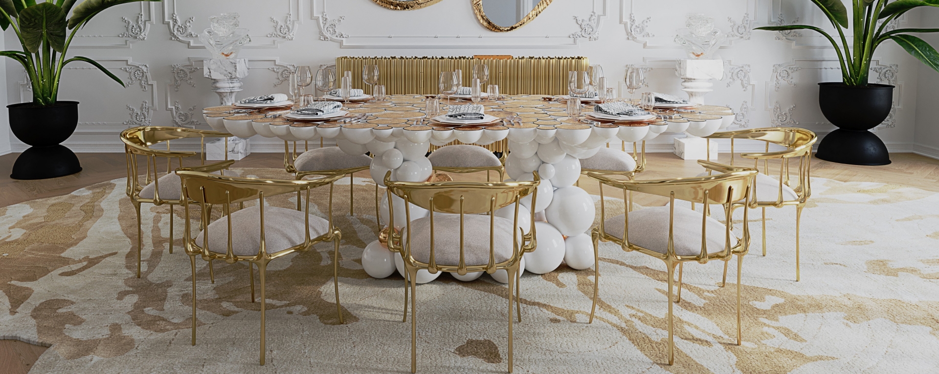 Gilded and Golden Accents Dining Room